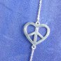 Love & Peace 36" Necklace Solid Silver Heart & Peace Sign