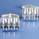 High Polish Ribbed Cufflinks Solid Stainless Steel Cuf1228