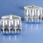 High Polish Ribbed Cufflinks Solid Stainless Steel Cuf1228