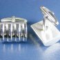 High Polish Ribbed Cufflinks Solid Stainless Steel Cuf1228