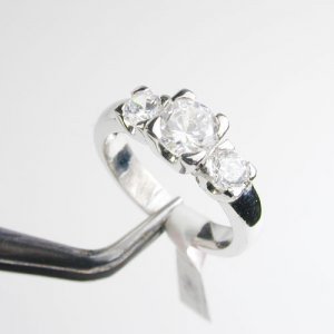 CZ Engagement Ring Sterling Silver Ring Sz 7 R1248