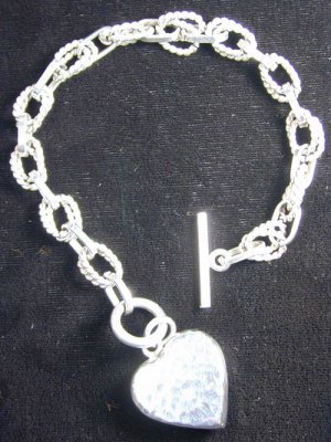 Heart & Toggle Bracelet Solid Sterling Silver B1227