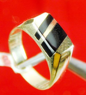 Men's 14k Solid Gold & Onyx Ring Size 8 R523-750