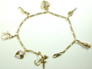 Charm Bracelet 14k Solid Yellow Gold B1188-750