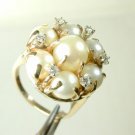 Cultured Pearl Diamond Ring 14k Gold sz 5 3/4 R1073-750