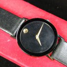 Movado Gold Dot Black Saphire Museum with New Black Band