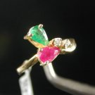 Estate Emerald-Ruby-Diamond 14k Gold Ring Sz 6 R1263-750