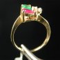 Estate Emerald-Ruby-Diamond 14k Gold Ring Sz 6 R1263-750