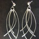 Cross Hatch Dangling Sterling Silver Earrings Post Back E1040