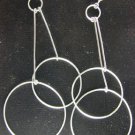 Large Hoop Dangling Sterling Silver Earrings Post Backs E1039s