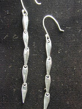 Long String Pear Shape Sterling Earrings w/ Hook Backs E1037