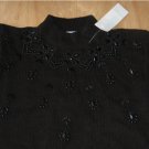 NWT Womans Rhinestone Applique Black Sweater Sz SM 121