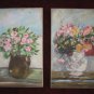 2 COUNTRY FLORAL CANVAS PRINTS / PAINTING SET 16x10 