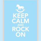 Keep Calm and Rock On Print in blue