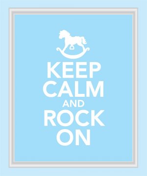 Keep Calm and Rock On Print in blue