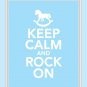 Keep Calm and Rock On Print in blue