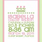 Customized Baby Girl Birth record print with color options