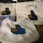Cookie Monster  Bib, Burp Rag and Receiving Blanket Set
