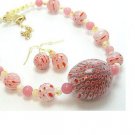 N/E SET / ITALIAN GLASS BEAD / FLOWER