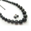  N/E SET / LUCITE BEAD / 17 INCH / EXT / PATINA / NICKEL AND LEAD FREE