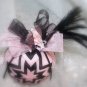 Handmade Quilted Ornament Pink and Black