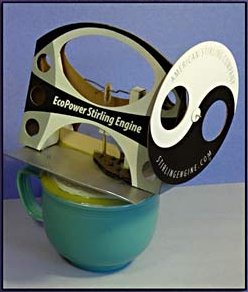 Unique Eco Power Stirling Engine Model Kit; Runs on Heat of a Coffee Cup--American Stirling Company