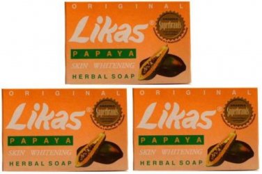 3 bars Original Likas Papaya Skin Whitening Lightening Herbal Soap -