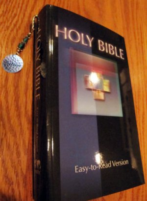 Holy Bible Plus Metal Bookmark with "BELIEVE" etched in the pendant