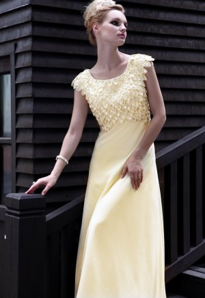 Yellow Princess Royal Evening Dress Prom Dress With Appliques