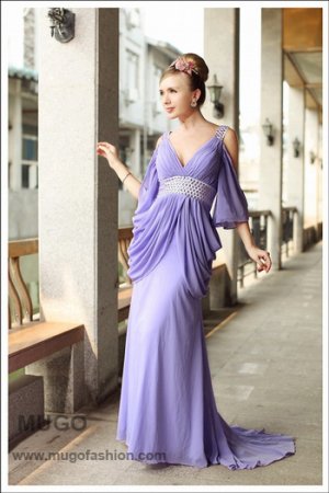 Sweetheart Belted Evening Gown Prom Dress Party Dress in Purple Tone