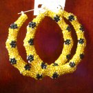Gold and Black Bejeweled Hoops