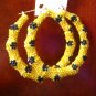 Gold and Black Bejeweled Hoops