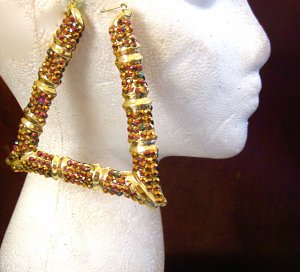Gold/Multi Bejeweled Earrings