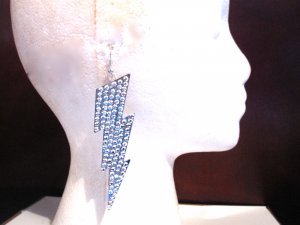 Silver Bejeweled Thunderbolt Earrings