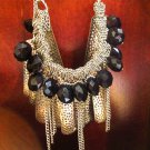 Black and Silver Statement Necklace w/ Matching Earrings