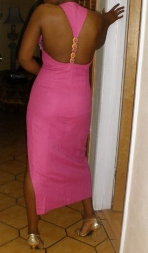 Backless Pink dress w/ Gold button Details (Size 14)