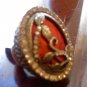 Orange/rhinestone Cocktail Ring