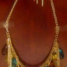 Multi Statement Necklace with Matching Earrings.