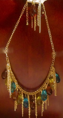 Multi Statement Necklace with Matching Earrings.