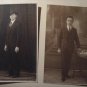 2 OLD PHOTO RPPC handsome young GENTLEMAN WITH HAT  ON STUDIO