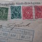 GERMANY COVER 1922 INFLATION STAMP (4) DEUTSCHE BANK BAYERISCHE STADT-BRUCKENA