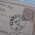GERMANY GANZSACHE ELBERFELD 1874 DR