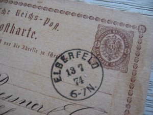 GERMANY GANZSACHE ELBERFELD 1874 DR