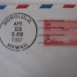 COVER FFC FLIGHT USA HAWAII 1937 AIRMAIL TO MACAU MACAO PORTUGUESE