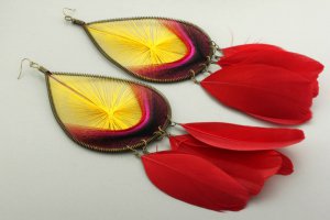 Red Feather Earring