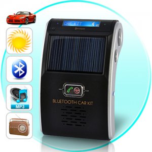 Solar Powered Hands-Free Bluetooth Car Kit with Caller ID (MP3, FM Transmitter)