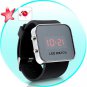 Mirror LED Watch with Digital Display and Rubber Strap