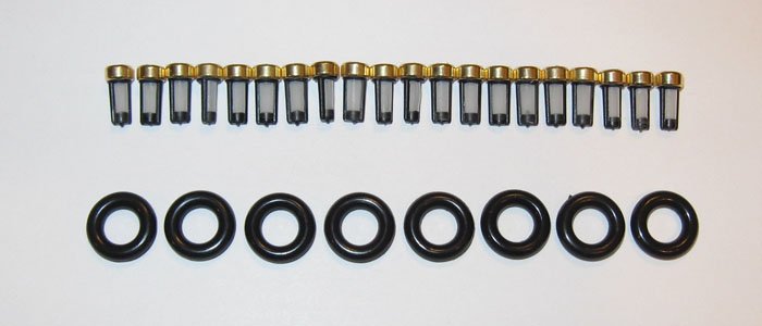 20 Fuel Injector Micro Basket Filters + Orings - Bosch type