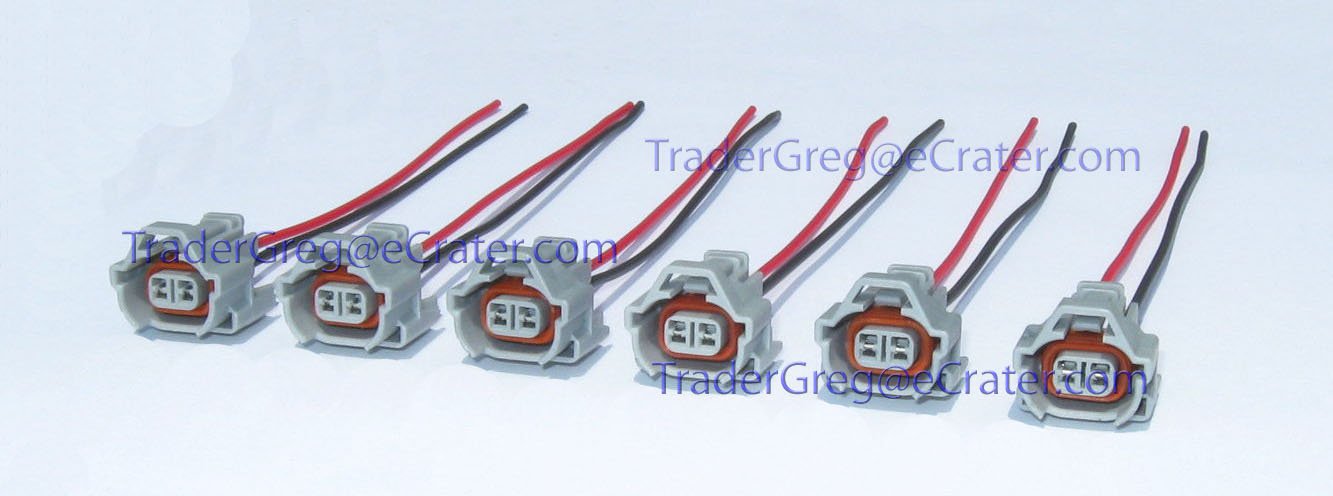 Set of 6 Denso Fuel Injector Connectors with Pigtails Toyota Mazda Subaru WRX 350Z Helix Sard Tomei