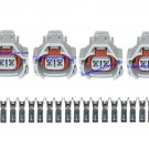 8 - Denso High Impedance Female Fuel Injector Connector Plug with terminals and seals